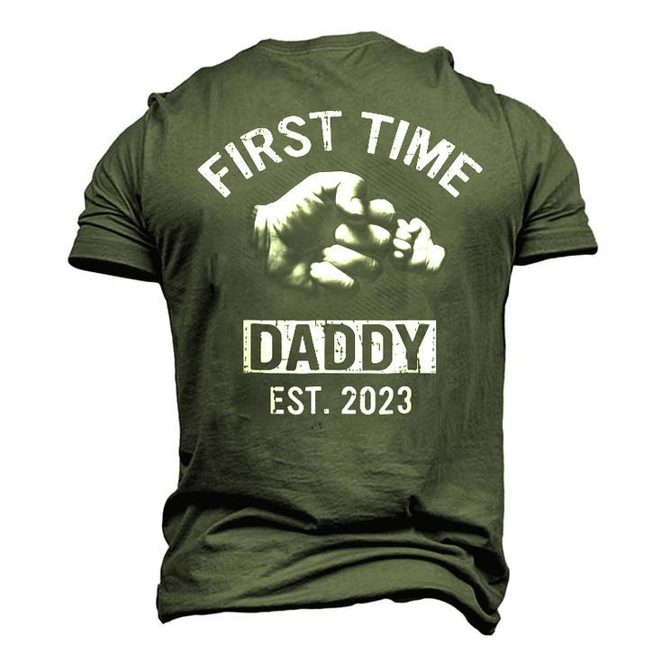 First Time Daddy New Dad Est 2023 Fathers DayMen's 3D T-Shirt Back Print
