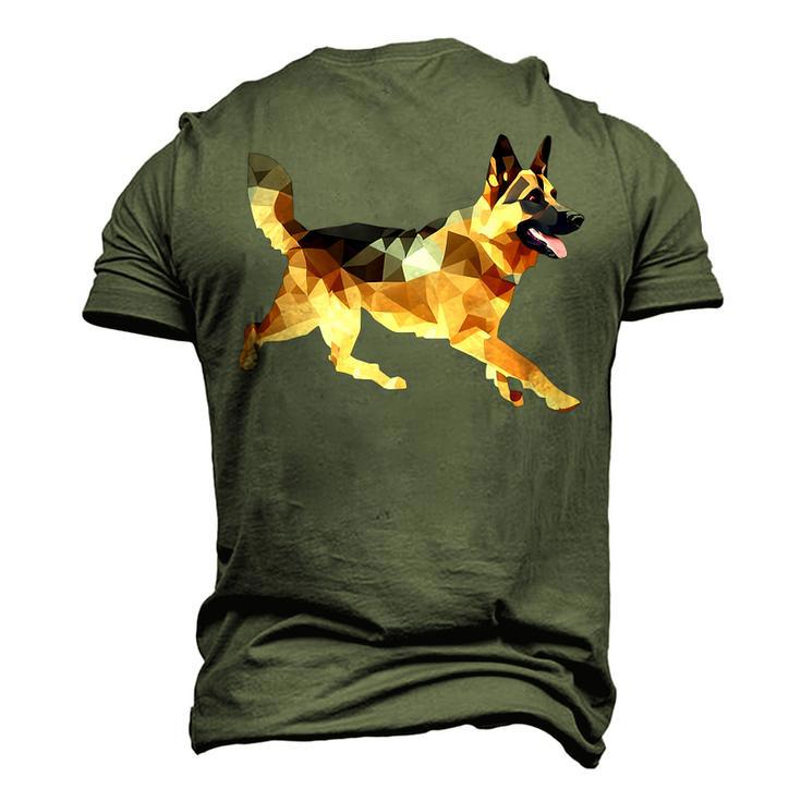 German Shepherd Running Polygon Poly Dog Dad Mom Lover Men's 3D T-Shirt Back Print