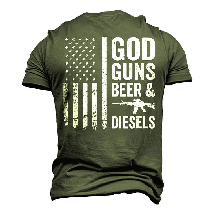 God Guns Beer & Diesels Diesel Truck Mechanic Usa Flag Men's 3D T-Shirt Back Print