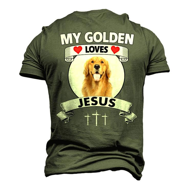 My Golden Retriever Loves Jesus Christian Dog Mom Dad Men's 3D T-Shirt Back Print