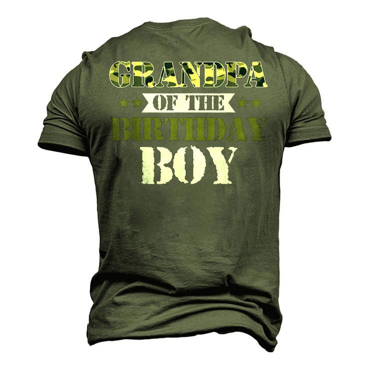 Grandpa Of The Birthday Boy Papa Camo Green Army Party Men's 3D T-Shirt Back Print