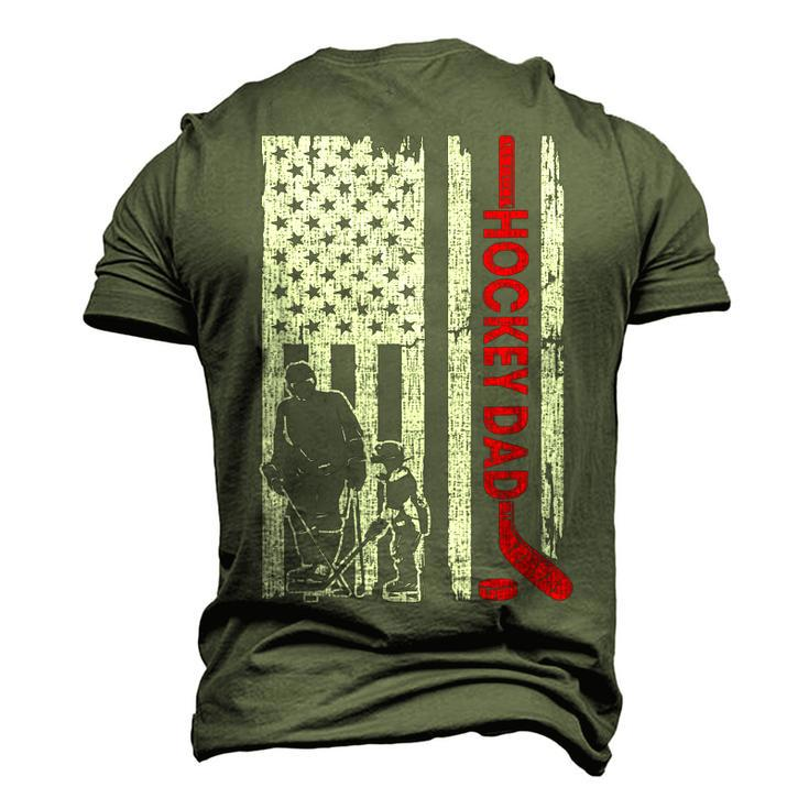 Hockey Dad American Flag Fathers Day For Hockey Daddy Men's 3D T-Shirt Back Print