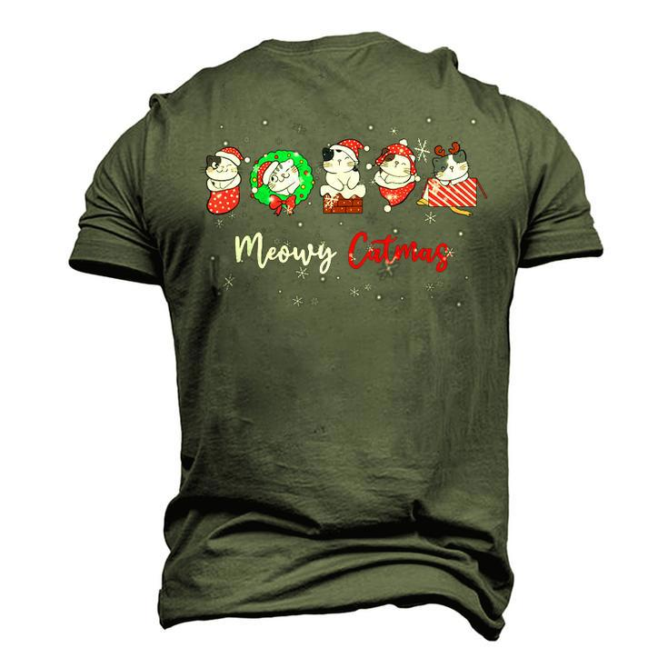 Meowy Catmas Christmas Cat Kitten Lover Kids Mom Dad Men's 3D T-Shirt Back Print