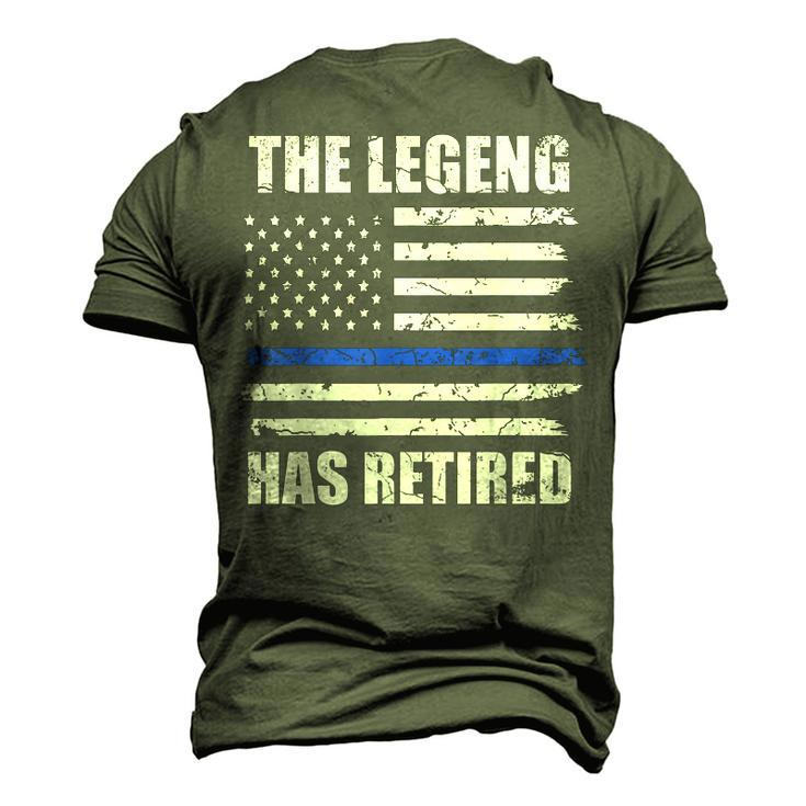 Police Officer The Legend Has Retired American Flag Cop Men's 3D T-shirt Back Print