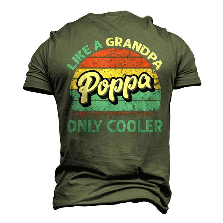 Poppa Like A Grandpa Only Cooler Vintage Dad Fathers Day Men's 3D T-Shirt Back Print