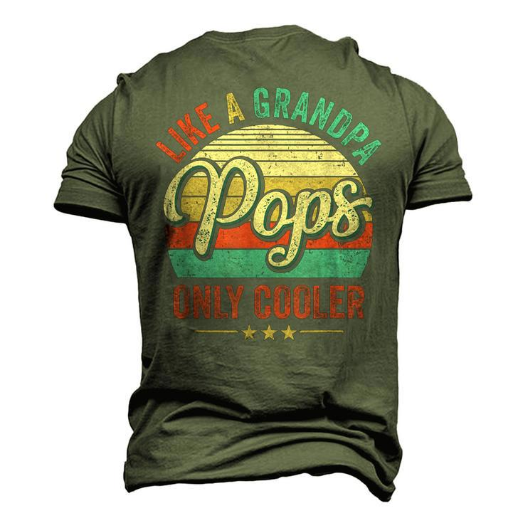 Pops Like A Grandpa Only Cooler Vintage Dad Fathers Day Men's 3D T-Shirt Back Print