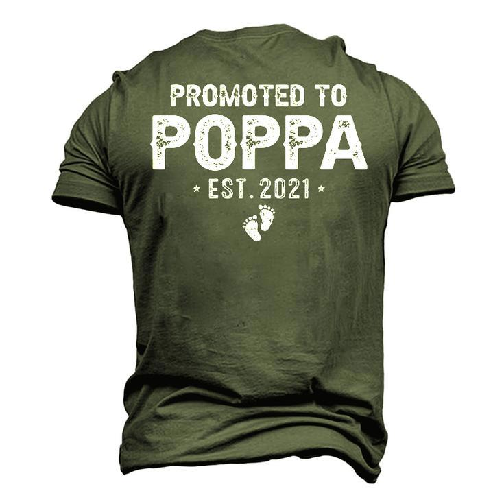 Promoted To Poppa Est2021 Pregnancy Baby New Poppa Men's 3D T-Shirt Back Print
