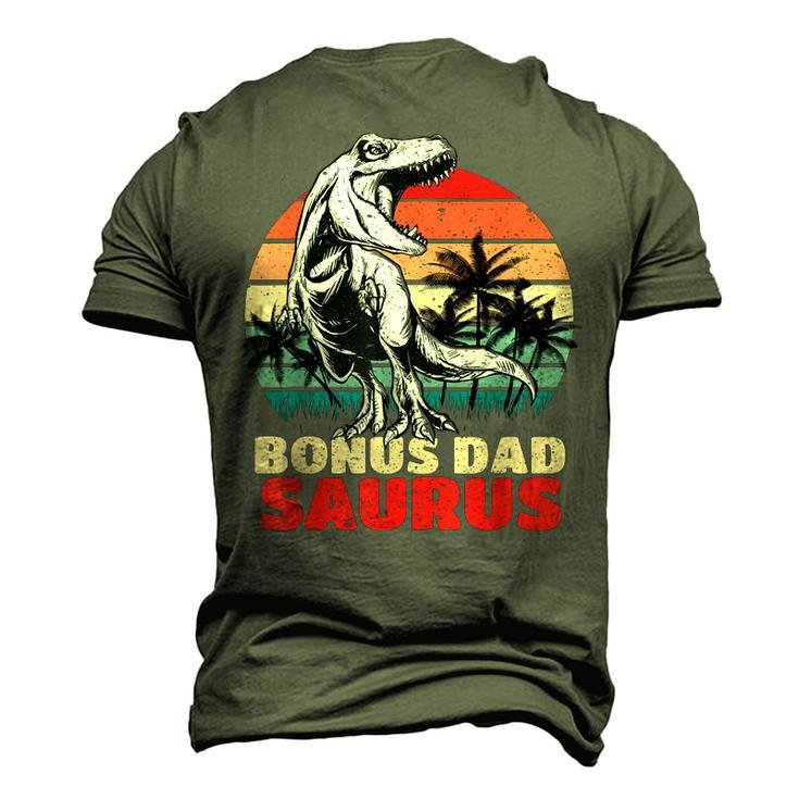 Retro Bonus Dadsaurus Rex Bonus Dad Saurus Dinosaur Men's 3D T-Shirt Back Print