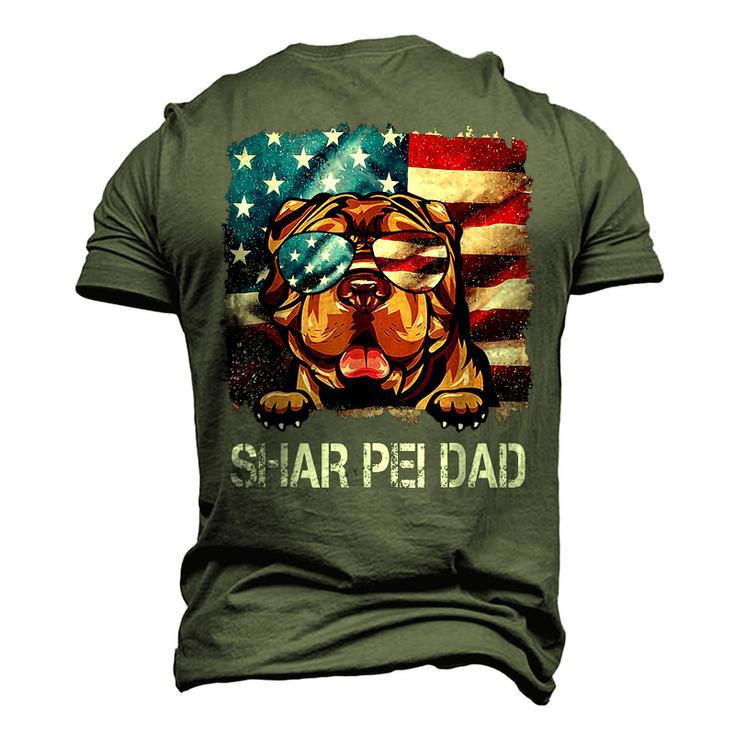 Shar Pei Dad American Flag 4Th Of July Dog Fathers Day Men's 3D T-Shirt Back Print