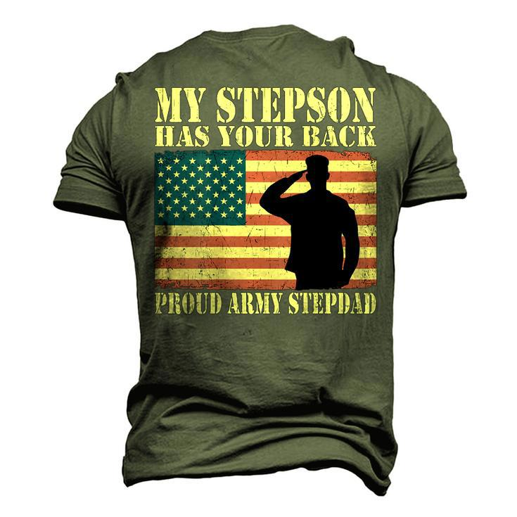 My Stepson Has Your Back Proud Army Stepdad Father Men's 3D T-Shirt Back Print