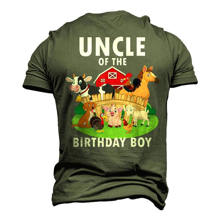Uncle Of The Birthday Boy Farm Animals Matching Farm Theme Men's 3D T-Shirt Back Print