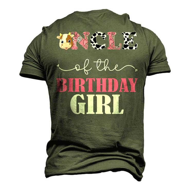 Uncle Of The Birthday For Girl Cow Farm 1St Birthday Cow Men's 3D T-Shirt Back Print