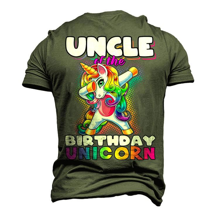 Uncle Of Birthday Unicorn Dabbing Unicorn Matching Men's 3D T-Shirt Back Print