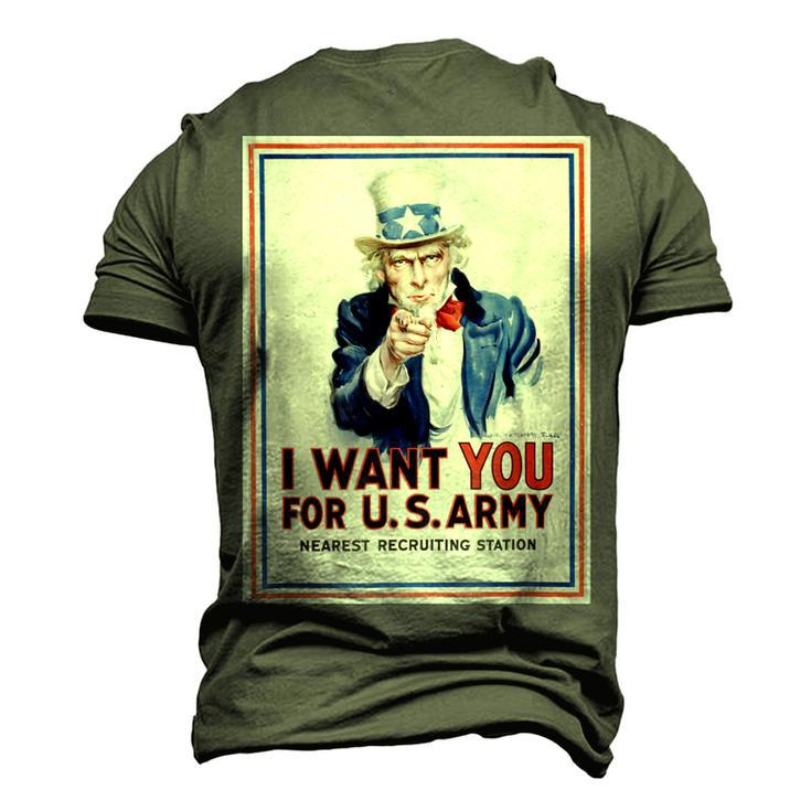 Uncle Sam I Want You For Us Army Vintage Poster Men's 3D T-Shirt Back Print