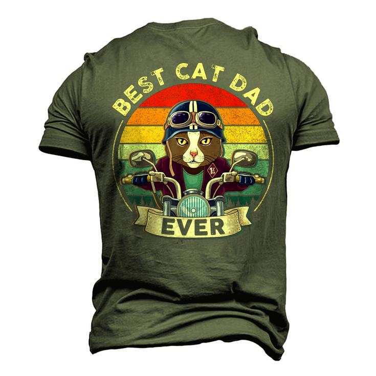 Vintage Best Cat Dad Ever Cat Riding Motorcycle Fathers Day Men's 3D T-shirt Back Print