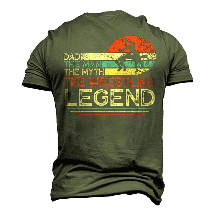 Vintage Dad The Man The Myth The Wrestling Legend Father Day Men's 3D T-shirt Back Print
