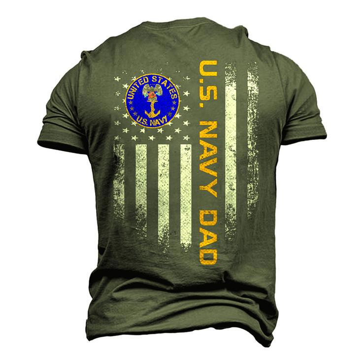 Vintage Usa American Flag Us Navy Proud Dad Veteran Military Men's 3D T-Shirt Back Print