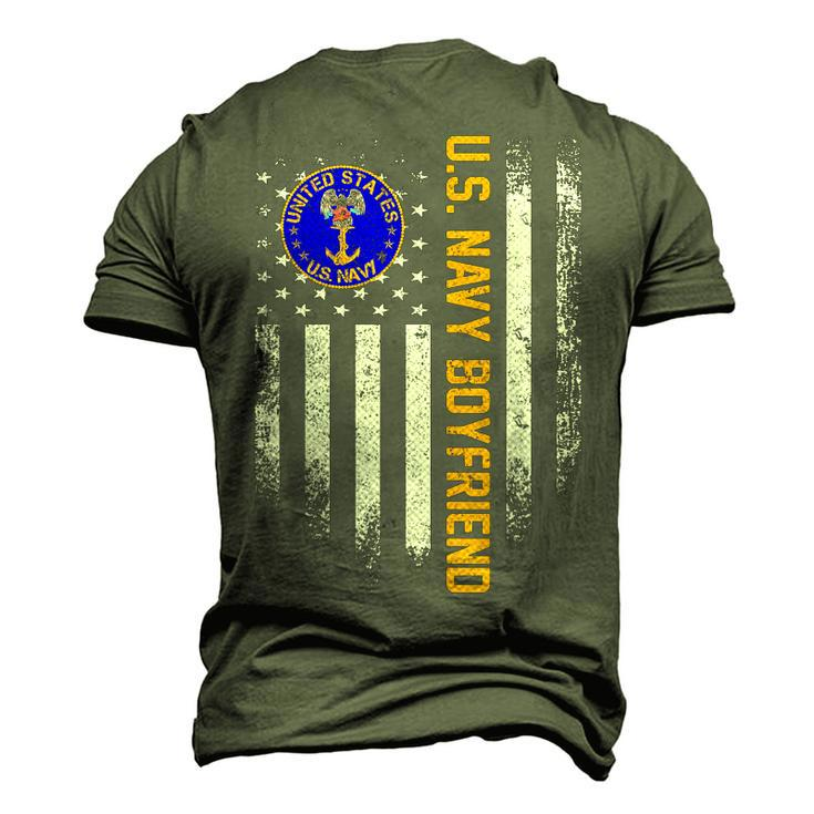Vintage Usa Flag Us Navy Proud Boyfriend Veteran Military Men's 3D T-Shirt Back Print