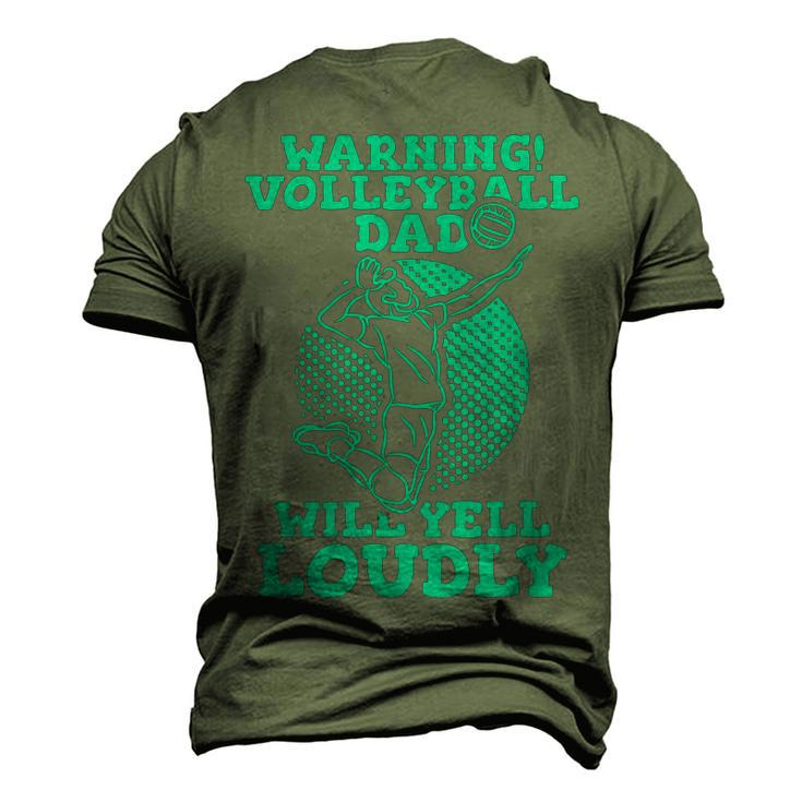 Warning Volleyball Dad Will Yell Loudly Men's 3D T-Shirt Back Print