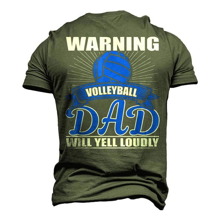 Warning Volleyball Dad Will Yell Loudly Father Men's 3D T-Shirt Back Print