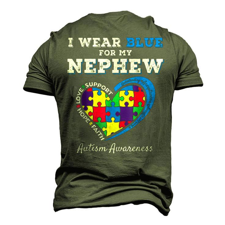 I Wear Blue For My Nephew Autism Awareness Uncle Aunt Puzzle Men's 3D T-Shirt Back Print