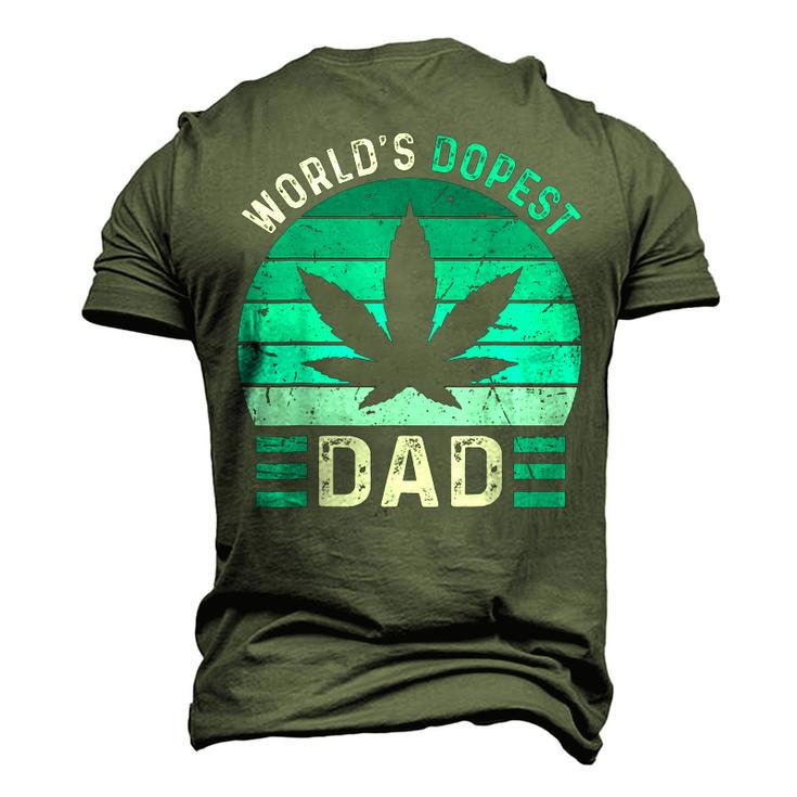 Worlds Dopest Dad Cannabis Marijuana Weed Fathers Day Men's 3D T-Shirt Back Print