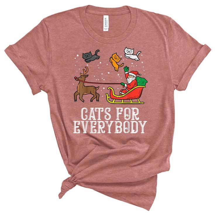 Cats For Everybody Christmas Cat Funny Xmas Women Santa  Women's Short Sleeve T-shirt Unisex Crewneck Soft Tee