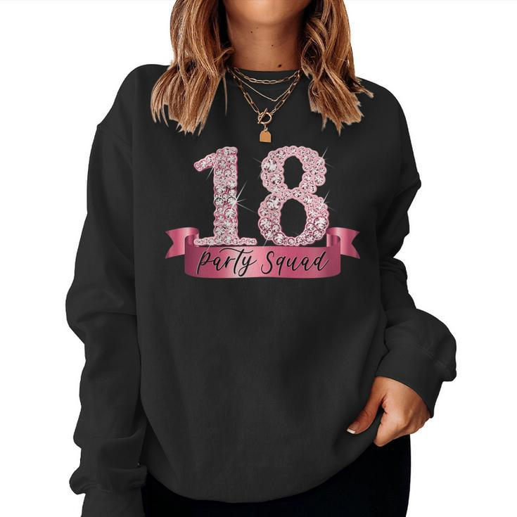 18Th Birthday Party Squad I Pink Group Photo Decor Outfit Women Sweatshirt