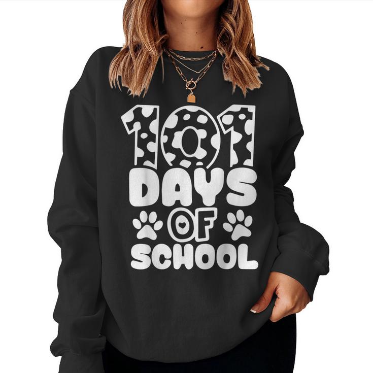 101 Days Of School Dog Paws 100Th Days Smarter Teacher Kids  Women Crewneck Graphic Sweatshirt