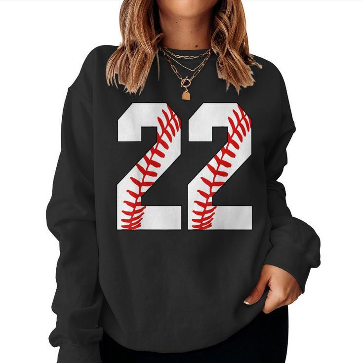 22 Baseball 22 Birthday Twenty-Two Baseball Mom Fan Jersey  Women Crewneck Graphic Sweatshirt