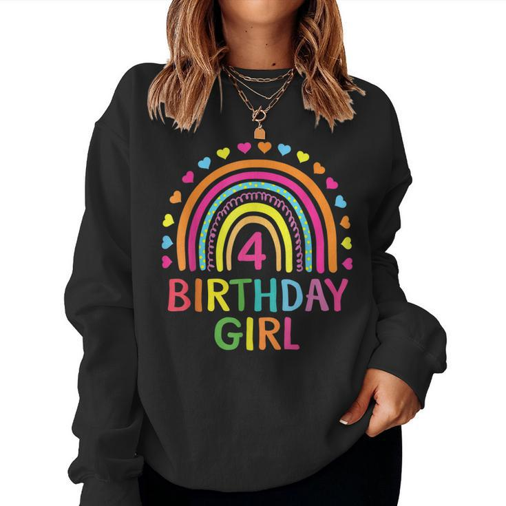 4 Years Old Rainbow Girls 4Th Birthday For Girls Kids Women Sweatshirt