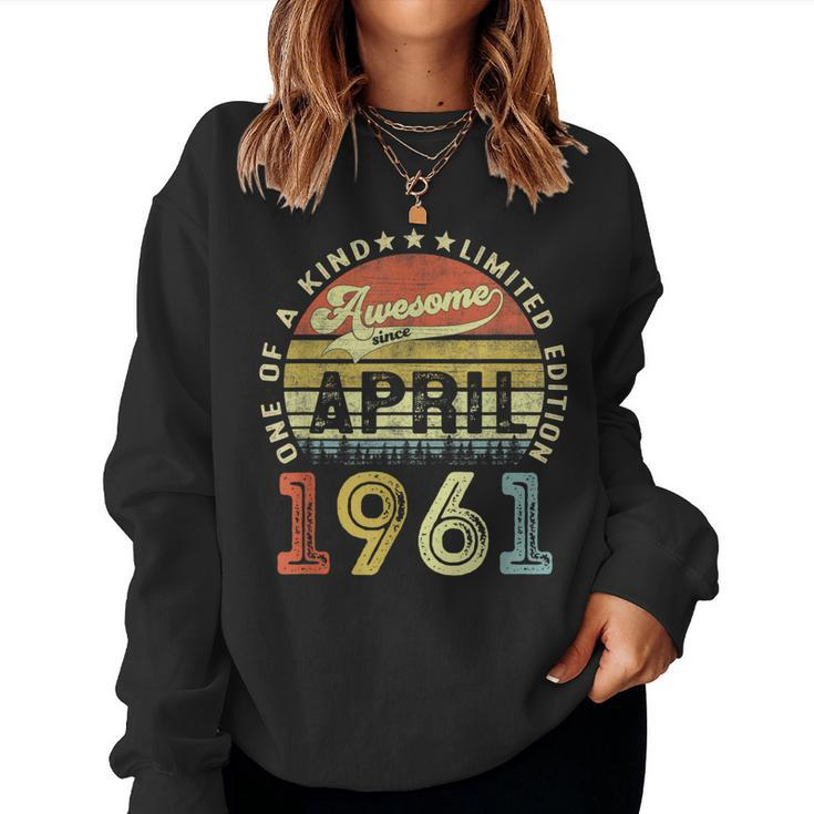 60 Years Old Birthday Awesome Since April 1961 60Th Birthday  Women Crewneck Graphic Sweatshirt