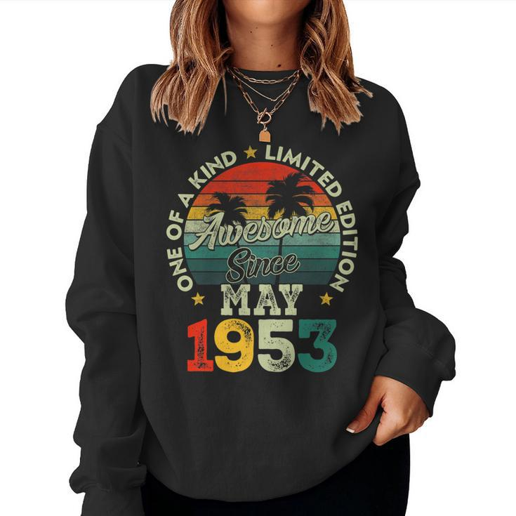 70 Year Old Vintage May 1953 70Th Birthday Retro Women Sweatshirt