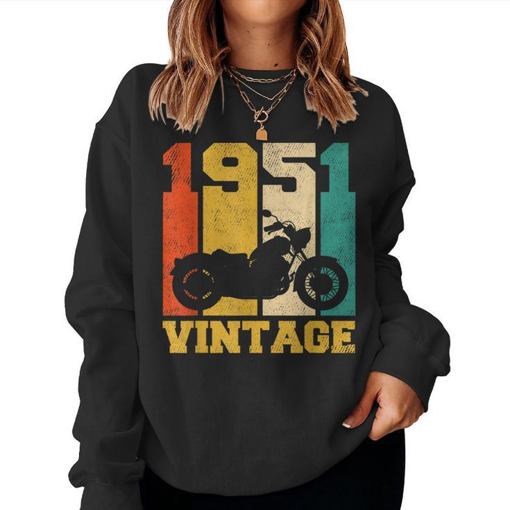 70 Years Old Vintage 1951 Motorcycle 70Th Birthday Women Sweatshirt