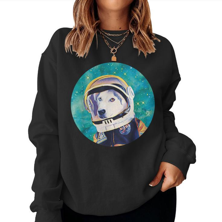 Adorable Husky Astronaut For Husky Dog Lovers Mom Dads Women Sweatshirt