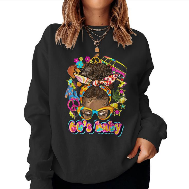 Afro Messy Bun 60S Baby Vintage 1960S Black Women  Women Crewneck Graphic Sweatshirt
