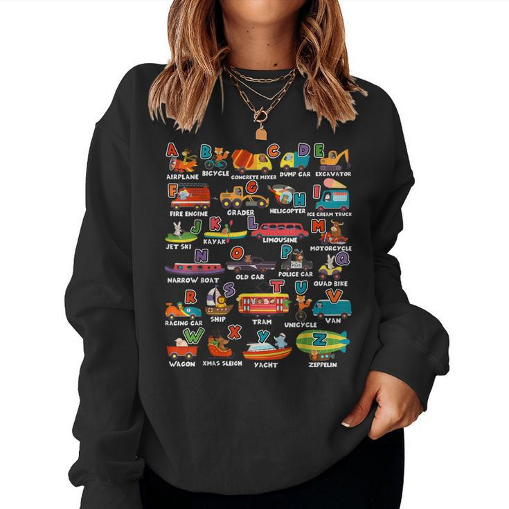Alphabet Learning Transportation Animal Letter Abcs Teacher Women Sweatshirt