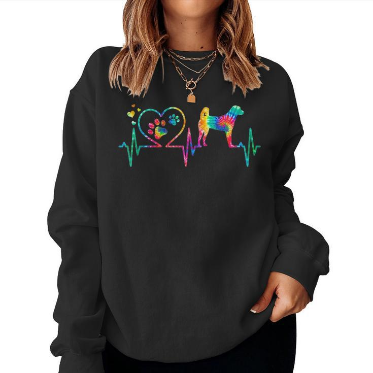 Anatolian Shepherd Mom Dad Heartbeat Tie Dye Dog Gift Women Crewneck Graphic Sweatshirt