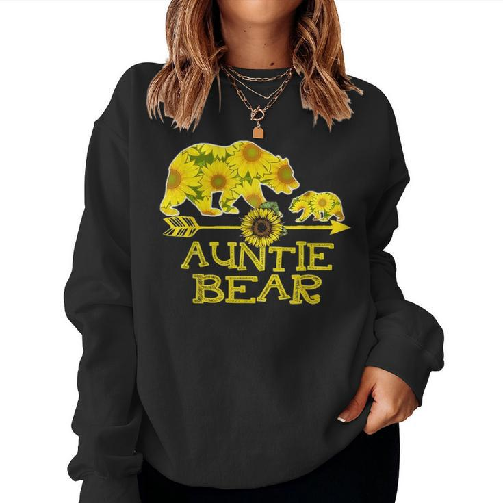 Auntie Bear Sunflower  Funny Mother Father Gifts Women Crewneck Graphic Sweatshirt