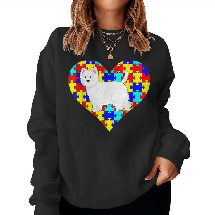 Autism Awareness Funny Westie Dog Mom Dad Gifts Women Crewneck Graphic Sweatshirt