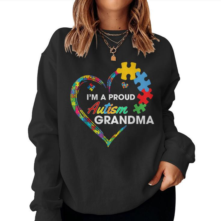 Autism Awareness Im A Proud Grandma Love Puzzle Heart Women Sweatshirt