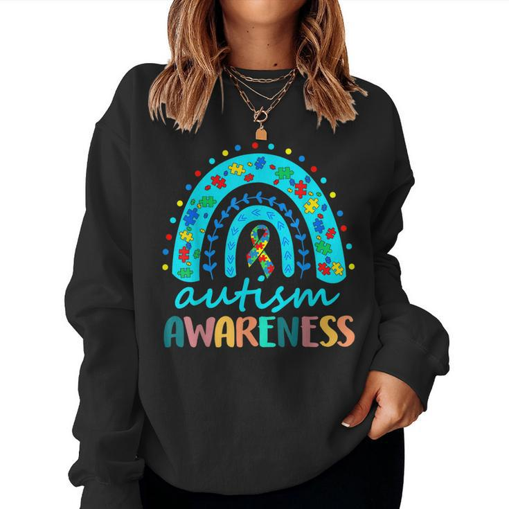 Autism Awareness Rainbow Puzzle Autism Awareness Month Women Sweatshirt