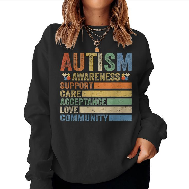 Autism Awareness Support Care Acceptance For Women Mom Dad Women Sweatshirt