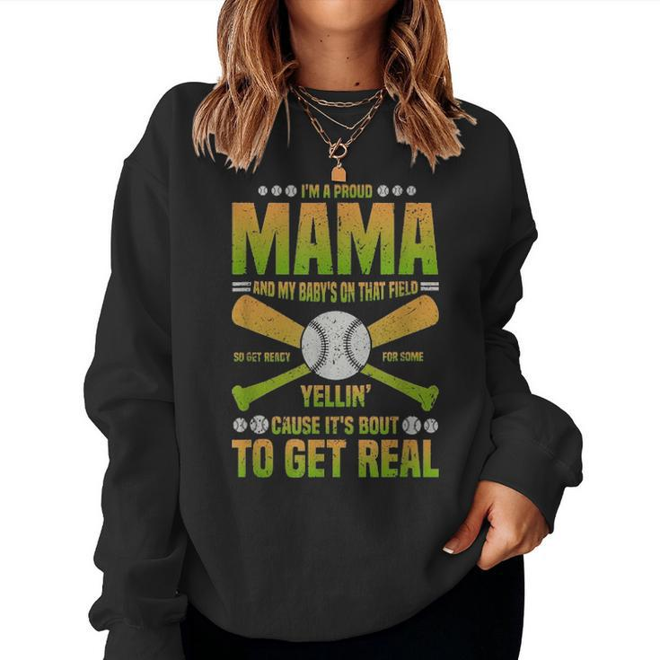 Baseball Mama Mom Life Baseball Softballball Mom Women Crewneck Graphic Sweatshirt