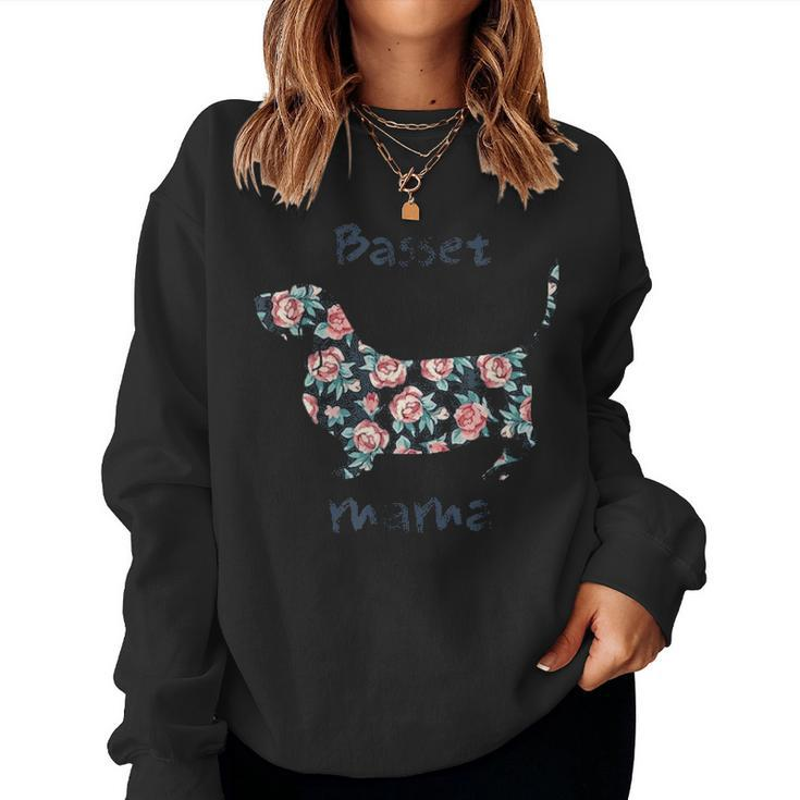 Basset Hound Gifts  For Women Mama Mom Mother Grandma Women Crewneck Graphic Sweatshirt