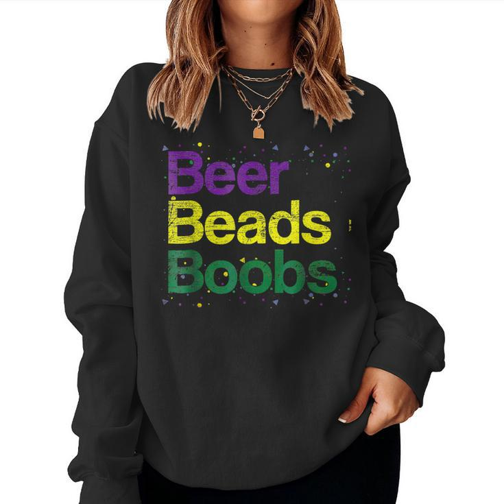 Beers Beads Boobs Funny Mardi Gras 2023 New Orleans Carnival  Women Crewneck Graphic Sweatshirt - Thegiftio
