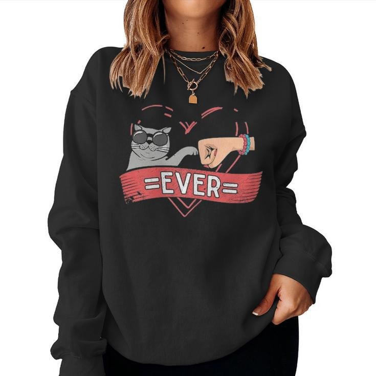Best Cat Mom Ever Cute Heart Friends Forever Mothers Day Gif Women Crewneck Graphic Sweatshirt