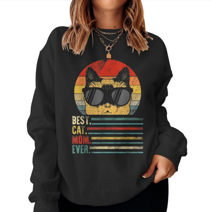 Best Cat Mom Ever Fist Bump Mothers Day Gift Women Vintage Women Crewneck Graphic Sweatshirt