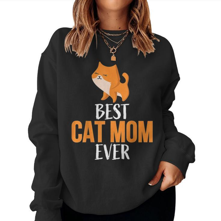 Best Cat Mom Ever Funny Cat Momy Gift V2 Women Crewneck Graphic Sweatshirt