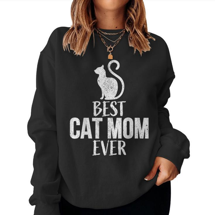 Best Cat Mom Ever Funny Cat Momy Gift V3 Women Crewneck Graphic Sweatshirt